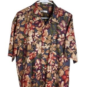 Burma Bibas Cotton Hawaiian Shirt, Light Brown Floral, Men's XL